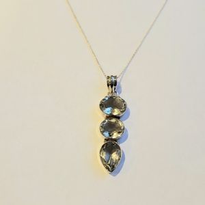 Prasiolite Quartz Gemstone Necklace Sterling Silver No Chain